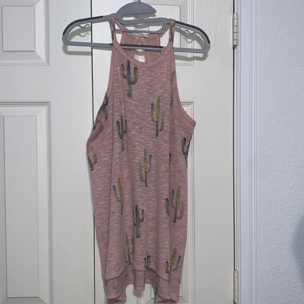 light pink tank with cactus detailing